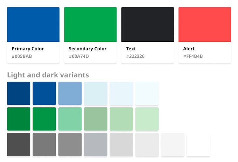 UI color, light and dark variants